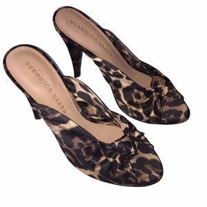 Veronica Beard Pari Satin Leopard Heels Size 7